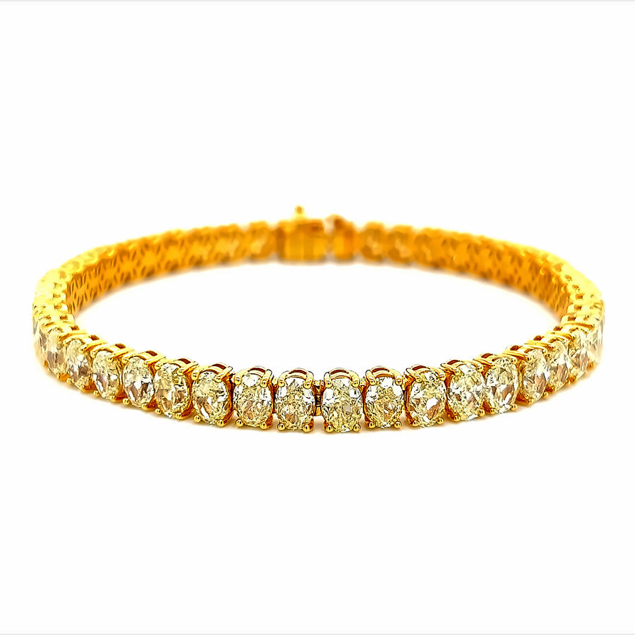 18.25 Ct Oval Fancy Color Diamond Tennis Bracelet