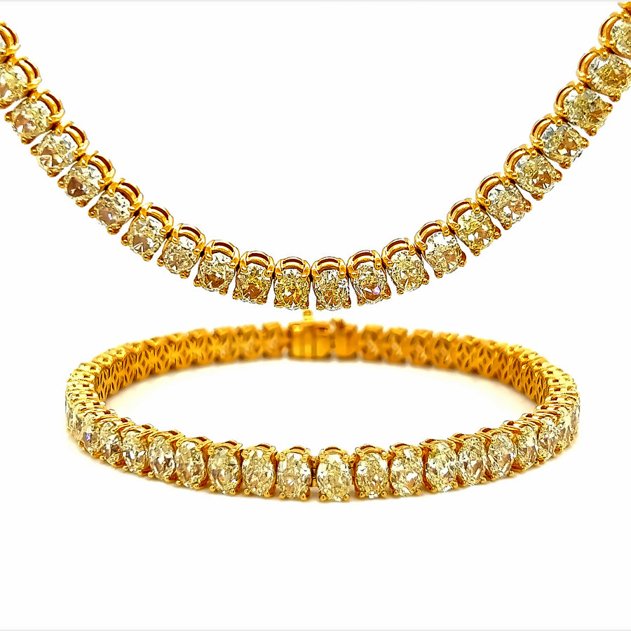 43.45 Ct Oval Fancy Yellow Diamond Eternity Necklace