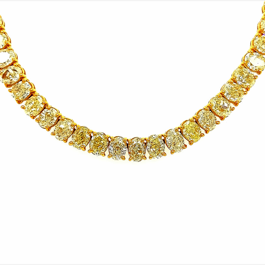 43.45 Ct Oval Fancy Yellow Diamond Eternity Necklace