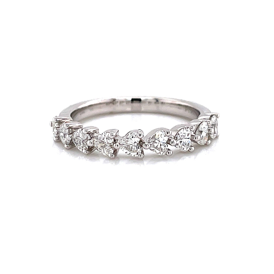 0.77 Ct Heart Shape Diamond Half Eternity Ring