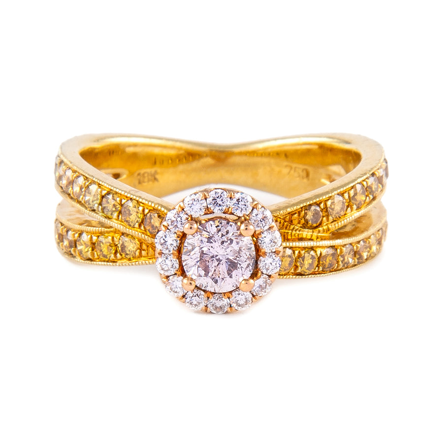 0.34 Ct Fancy Pink Diamond Halo Ring