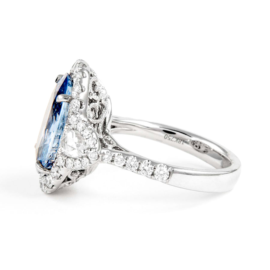 6.88 Ct Oval Blue Sapphire Halo Ring