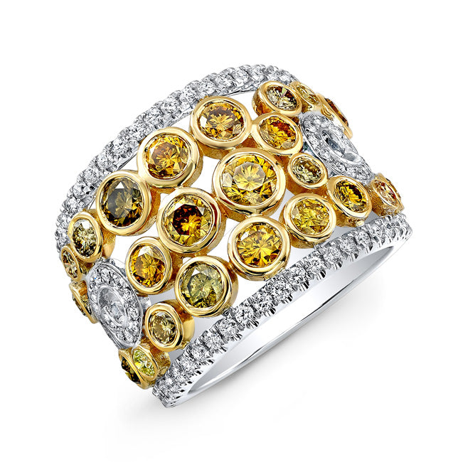 3.21ct Multi Color Diamond Ring 18k Two Tone