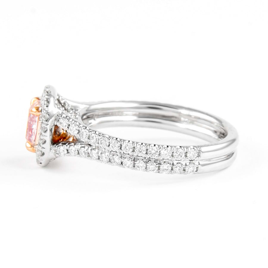 0.91 Ct Fancy Pink Diamond Halo Ring