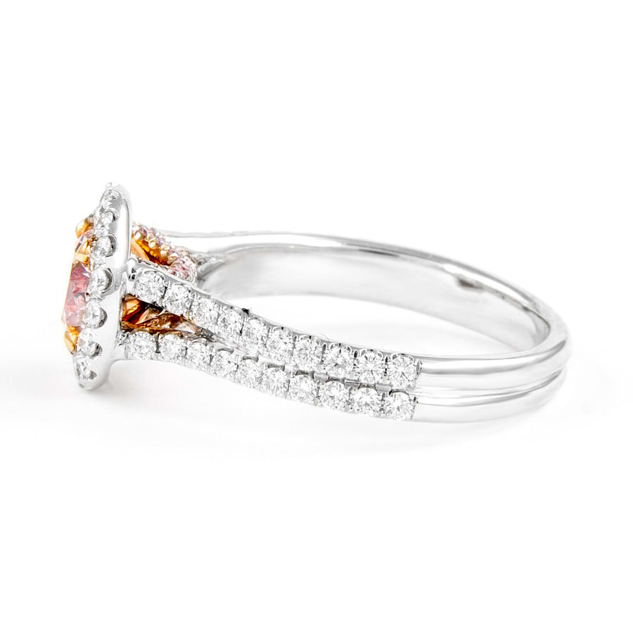 0.96 Ct Fancy Pink Diamond Halo Ring