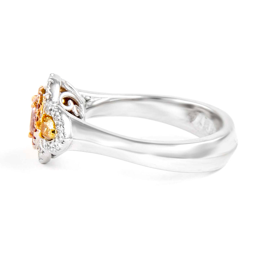 0.55 Ct Fancy Color Diamond Three-Sone Ring