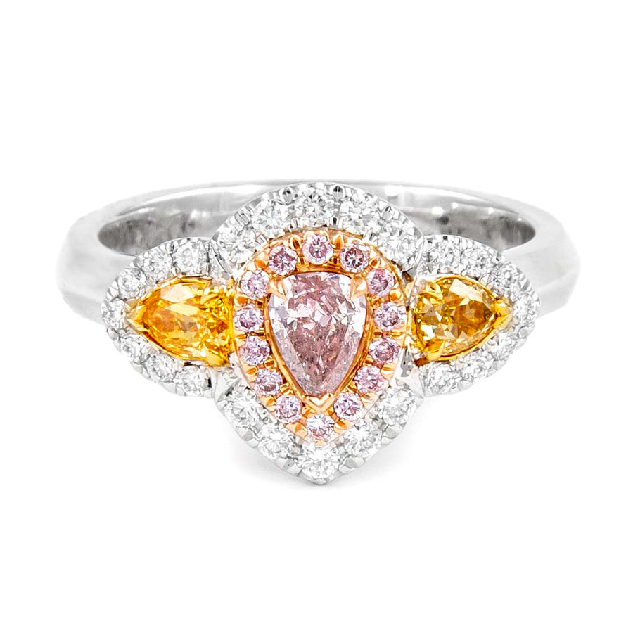 0.55 Ct Fancy Color Diamond Three-Sone Ring