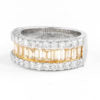 2.80ct Round & Baguette Yellow Diamond Ring 18k Two Tone