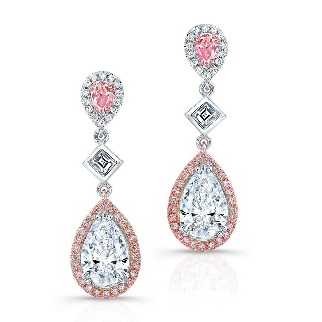 4.02 Pear Shape Diamond Dangling Earrings