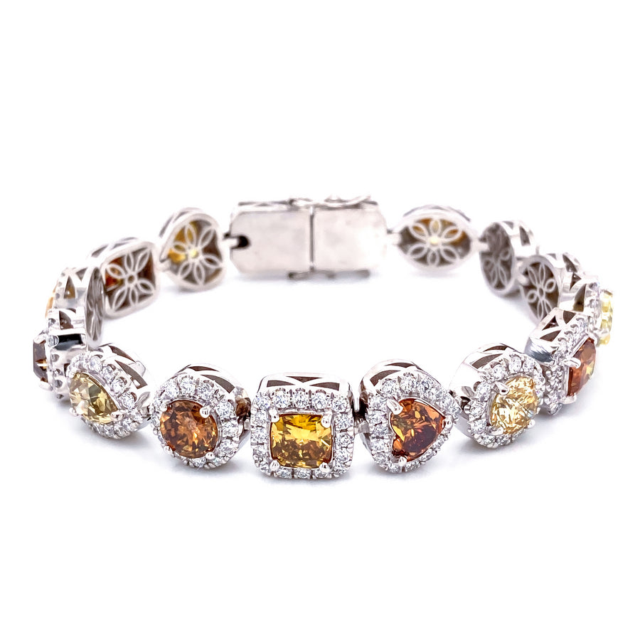 18.49 Ct Mix Shape with Fancy Color Diamond Bracelet