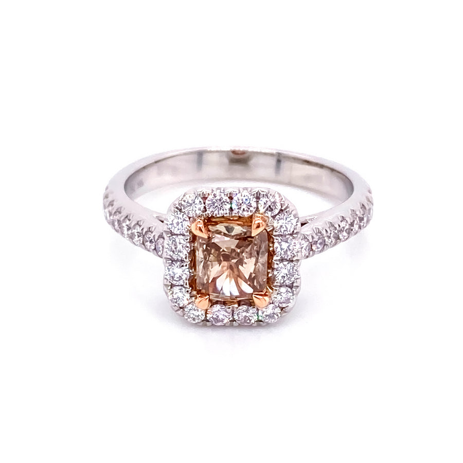 0.73 Ct Fancy Color Diamond Halo Ring