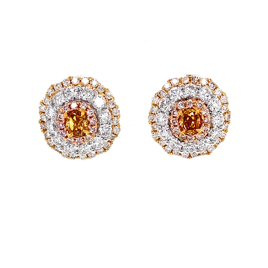 1.91 Ct Mix Shape Diamond Halo Stud Earrings