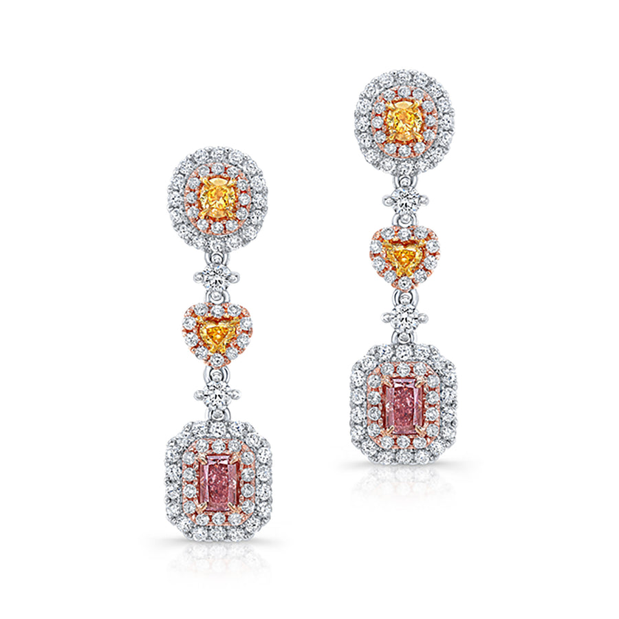 2.82 Ct Fancy Color Diamond Earrings