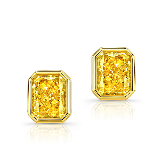 4.02 Ct Fancy Yellow Diamond Stud Earrings