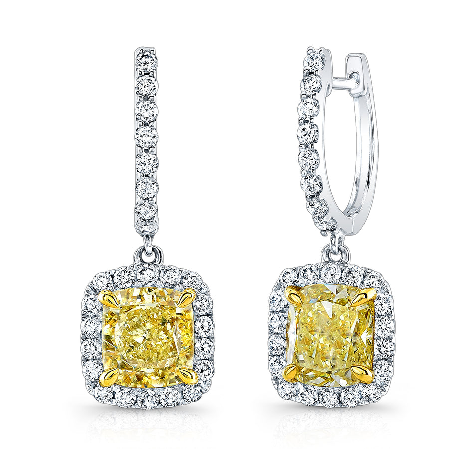 4.04 Ct Fancy Color Diamond Dangling Earrings