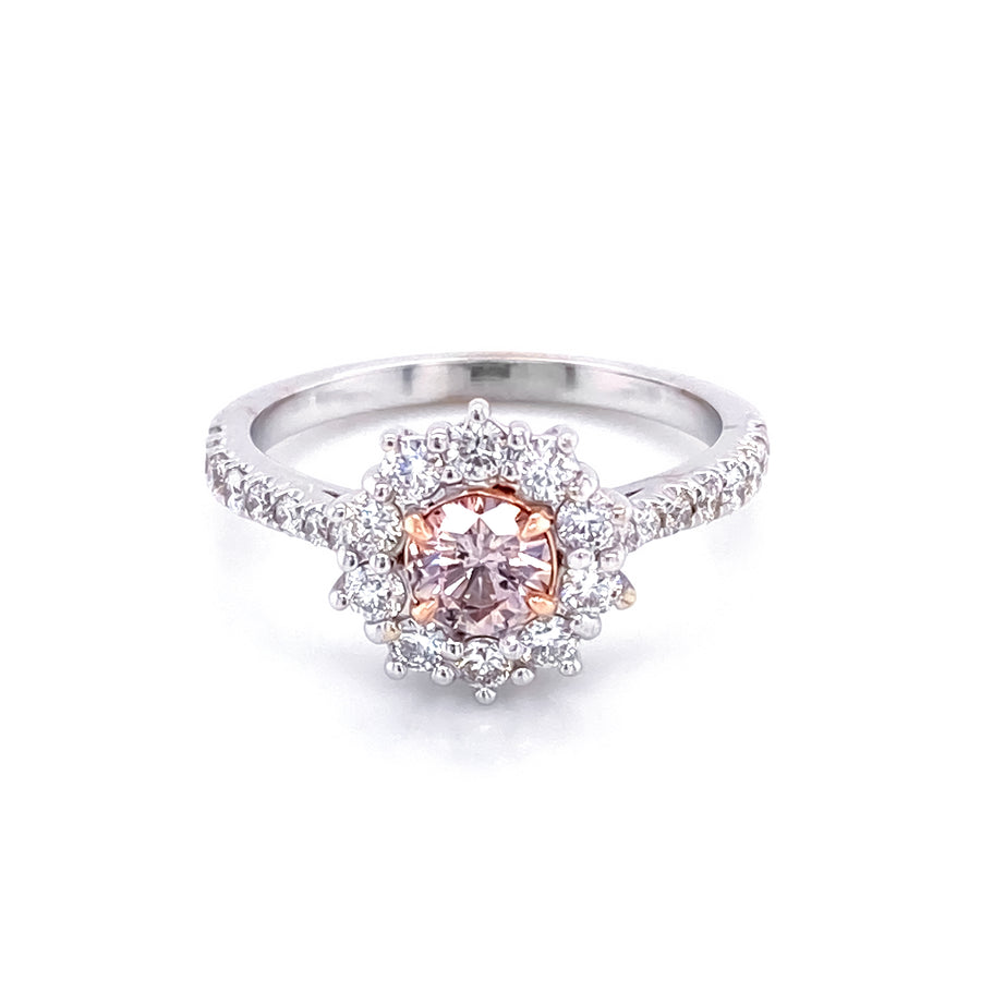 0.34 Ct Fancy Pink Diamond Flower Ring