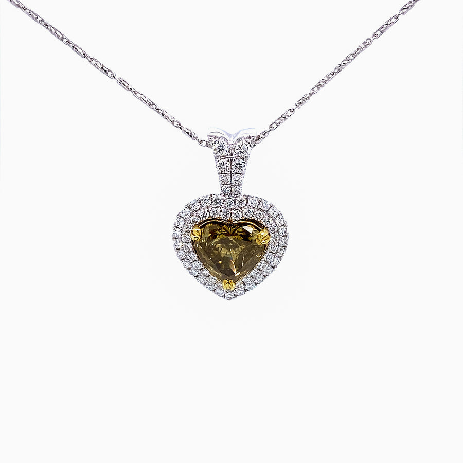 3.16 Ct Heart Shape Fancy Color Diamond Pendant