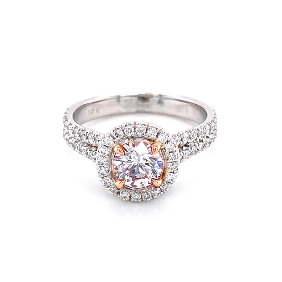 0.71 Ct Fancy Pink Diamond Halo Ring