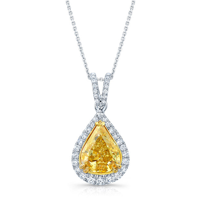 5.70 Pear Shape Fancy Yellow Diamond Pendant