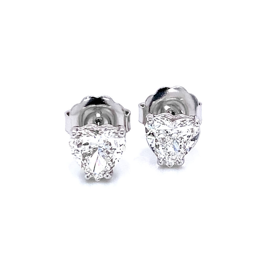 3.02 Ct Heart Shape Diamond Stud Earrings