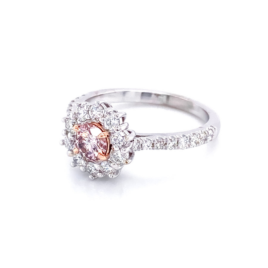 0.34 Ct Fancy Pink Diamond Flower Ring